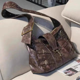 Peneran Y2k Punk Womens Shoulder Bag Casual Large Capacity Casual Leather Vintage Tote Bag Literary Advanced Luxury Female Handbag