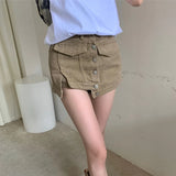 Peneran-Summer Denim Shorts jeans Skirts Women Shorts Ripped Solid Color Cotton Blend Attractive Leisure Shorts Femme Pantalones Mujer