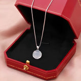 Peneran-Luxury Silver Plated White Round Moonstone Pendant Necklaces Women Jewelry Clavicle Chain Imitation White Charm Necklace