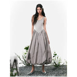 Peneran-Summer Grey Dress Y2K Clothes Women Backless Dress Solid Sleeveless Sexy Korean Fashion 2024 Female Simple NEW Long Dress