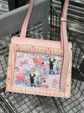 Peneran Japanese Style Jk Lolita Pink Shoulder Bag Bow Letter Flowers Print Sweet Cute Ita Bag New Kawaii Fresh Designers Handbag