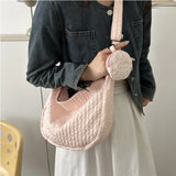 Peneran Cloud Pleated Women Shoulder Bag Solid Color Cute Soft Lightweight Hobos Messenger Bag Casual Korean Fashion Girls Handbag
