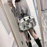 Peneran Jk Lolita Large Capacity Crossbody Bag  Star Applique Japanese Style Pu Leather Ita Bag Daily Casual Girls Kawaii Handbag