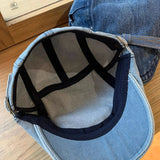 Peneran-Original Design DIY Bow Forward Hat Women's Spring New Sweet Cool Casual Fashion Retro Denim Blue Beret Boina Casquette