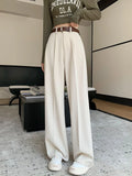 Peneran-Women's Chic Spring Summer Wide Leg Suit Pants Lady Casual Streetwear High Waist Solid Color Straight Loose Long Pants