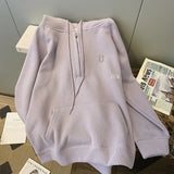 Peneran Half-zip Even Hoodies & Sweatshirts Women 2023 Spring New Half-zip Models Loose Casual Hundred Set of Pullover Tops Jacket