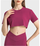 Peneran LUlogo  Yoga Sport Shirts Ribbed Fabric Outdoor Jogging T-Shirts Sportswear Women'S Gym Clothing Short Sleeve Top Women Clothing