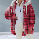 Peneran Women Winter Coat Solid Color Long Sleeves Zipper Cardigan Loose Warm Furry Plush Plus Size Lady Coat Winter Clothes