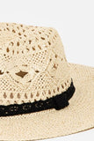 Peneran-Openwork Lace Detail Wide Brim Hat