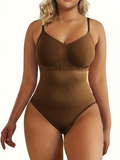 PENERAN Plus Size Casual Shapewear, Women's Plus Plain Breast Lifting Tummy Control Body Shaping Bodysuit