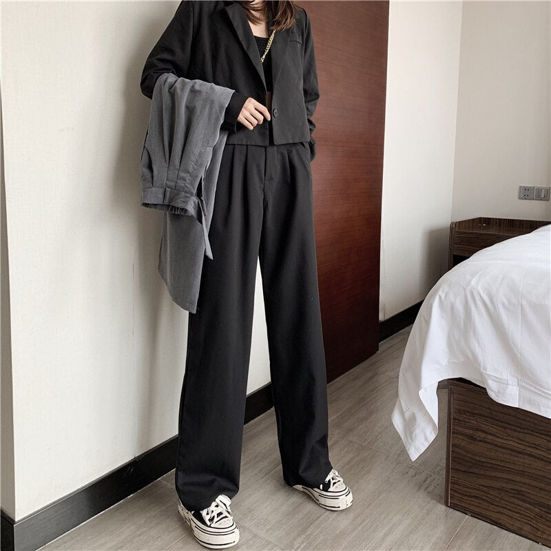 Casual Pants Women High Waist Chic Solid All-match Drape Korean Style Autumn Office Laides Mopping Leisure Slender Ulzzang New