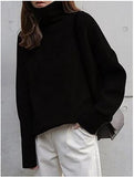 New Autumn Khaki Woolen Sweater Woman Turtleneck Oversized Knit Jumper Female Korean Style Gray Cashmere Sweater Winter