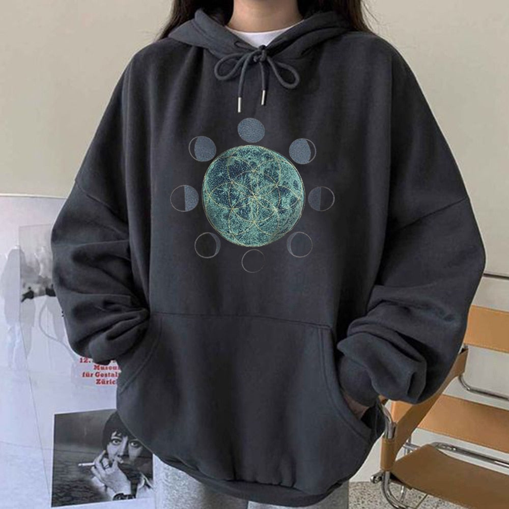 Christmas Gift Vintage Women Graphic Hoodies Drop Shoulder Autumn Winter Loose Hoodie Harajuku Hooded Pulloves Clothes Sudaderas Con Capucha