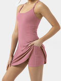 Peneran Women Tennis Dress Workout Golf Dress Skirts Yoga Dance Built-in with Bra & Shorts Pocket Sleeveless Athletic Dresses