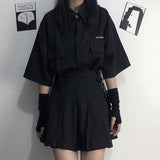 PENERAN 2023 Single / Set Summer Fashion Korean Versatile Dark Loose BF Shirt Top Women Fashion Two Piece Set Skirt Jupe Pleated Skirt