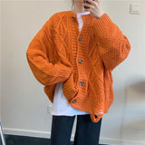 Christmas Gift  Knitted Sweater Women Cardigan Oversized Jacket O Neck Long Sleeve Knitwear Casual Loose Outwear Female Tops
