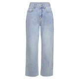 90s Vintage Mid-Waist Jeans Pant Mom Wide Leg Denim Pants Lady Harajuku Blue Straight Pants E-girl Fashion Women Streetwear