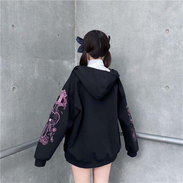 Christmas Gift Gothic Rhinestone Spider Print Women Long Sleeve Pullover Hoodies Zipper Loose Oversized Streetwear Casual 2021 Y2k Autumn Coats
