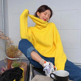 Peneran 2022 New Korean Style Spring/Autumn Women Loose Casual Turtleneck Collar Long Sleeve Sweater Sweet Cute Polyester Sweaters P147