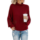 Peneran Christmas Gift Autumn Winter Women Knitted Sweater Turtleneck Casual Basic Pullover Jumper Loose Warm Elegant Solid Oversized Tops Plus Size