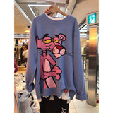 Peneran Spring Korean New Cartoon Sweater Women's Loose Leopard Round Neck Loose Casual Pullover Knitting Sweater Tops Z006