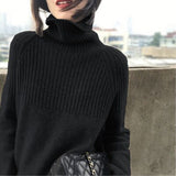 New 2020 Women's Autumn Winter Sweaters Pullover Turtleneck Solid Minimalist Elegant Office Lady Loose Tops Pull Femme Jumper