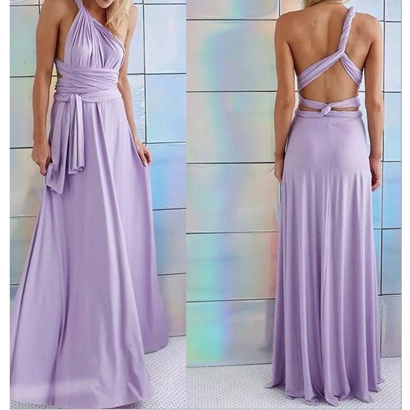 Peneran Sexy Long Dress Bridesmaid Formal Multi Way Wrap Convertible Infinity Maxi Dress Navy Blue Hollow Out Party Bandage