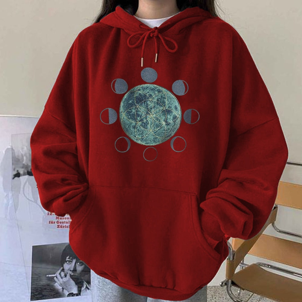 Christmas Gift Vintage Women Graphic Hoodies Drop Shoulder Autumn Winter Loose Hoodie Harajuku Hooded Pulloves Clothes Sudaderas Con Capucha