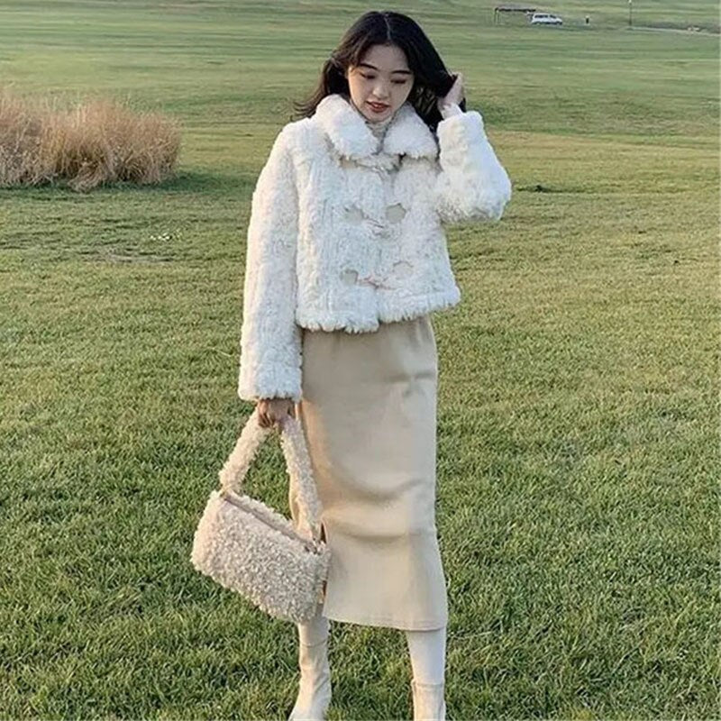 Faux Furs Fashion Loose Teddy Winter Warm Coat For Female Parka Women Short Thicken Elegant Overcoat Korean Style Rabbit Furry