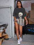 Happiness Plum Skull T Shirt Women Skeleton Summer Dancing Funny T shirts Funny Shirt Print Womens Clothing Anime Clothes