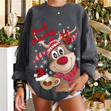 Christmas Gift Christmas Women Sweatshirts Christmas Reindeer Good Morning Print Funny Holiday Female Sweatshirt Cartoon Kawaii Tops Hoodie