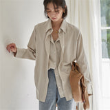 Christmas Gift Casual Fresh High Quality Striped Women 2021 Hot Korean Blouses Leisure Fashion Gentle OL All Match Chic Loose Shirts