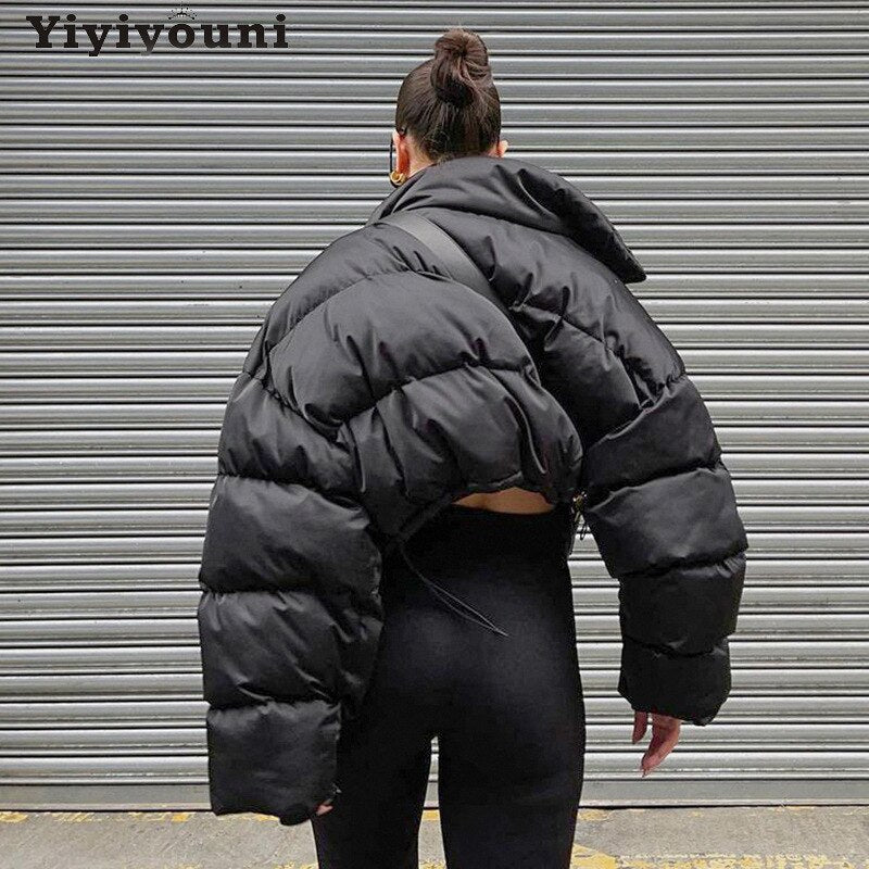 Christmas Gift  Winter Thick Tight-fitt Short Puffer Jacket Women Cotton Liner Slim Bubble Coat Female Cropped Black Windbreakers New