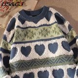 PENERAN Woman Jerseys Knit Pullover Autumn Winter Japan Style Heart-Shaped  Sweater Soft Leisure O-Neck Tops Korea Harajuku Retro Coat