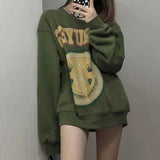 Streetwear Vintage Letter Print Crewneck Thick Sweatshirt Women Autumn Clothes For Women Aesthetic Sweetshirt Harajuku Pullovers