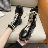 Black Martin Boots Short Women's Platform Autumn Winter New Shoes Harajuku Style All-match Rubber Fashion designer
