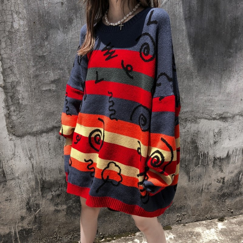 Graduation Gifts 2022 Autumn and Winter Thick Embroidered Hip-Hop Hiphop Couple Sweater Oversize National Tide Ins Knitted Tops for Men and Women