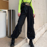 Gothic Cargo Pants Women Korean Fashion Spring 2022 Harajuku Streetwear Oversized High Waisted Loose Trousers Female Goth