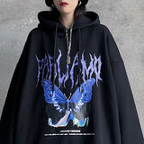 Black Hoodies Women Streetwear Pullover Animal Print Hoodie Harajuku Korean Style Hooded Couple Sweatshirt Spring Coat