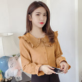 Shirts Women Peter Pan Collar Hot Sale Korean Style Trendy Fashion Students Kawaii Lovely Daily Streetwear Womens Casual Blouses