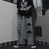 Harajuku Anime Print Wide Leg Pants Women Japanese Streetwear Sweatpants Oversize Korean Style Loose Trousers For Female
