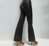 Womens Faux Leather Pants High Waist Straight Wide Leg Punk Solid Color Pu Pants with Pockets Y2K Streetwear Trousers