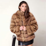 Winter Trendy Real Fox Fur Coats for Women High Quality Natural Full Pelt Genuine Fox Fur Jacket Stand Collar Fashion Fur Outfit