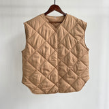 Christmas Gift Brown Quilted Vest Women Plus Size Doudoune Sans Manche Femme 2021 Winter Fashion Single Breasted Chaleco Mujer Yops