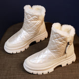 Christmas Gift Rimocy Winter 2021 Waterproof Snow Boots Women Thick Plush Platform Ankle Boots Woman Thick Bottom Warm Cotton Padded Shoes