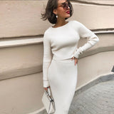 Christmas Gift Women Autumn Knitted Sweater and Skirt Two Piece Set Winter Slim Fit Cropped Pullover Tops Women Elegant Sweater Outfits