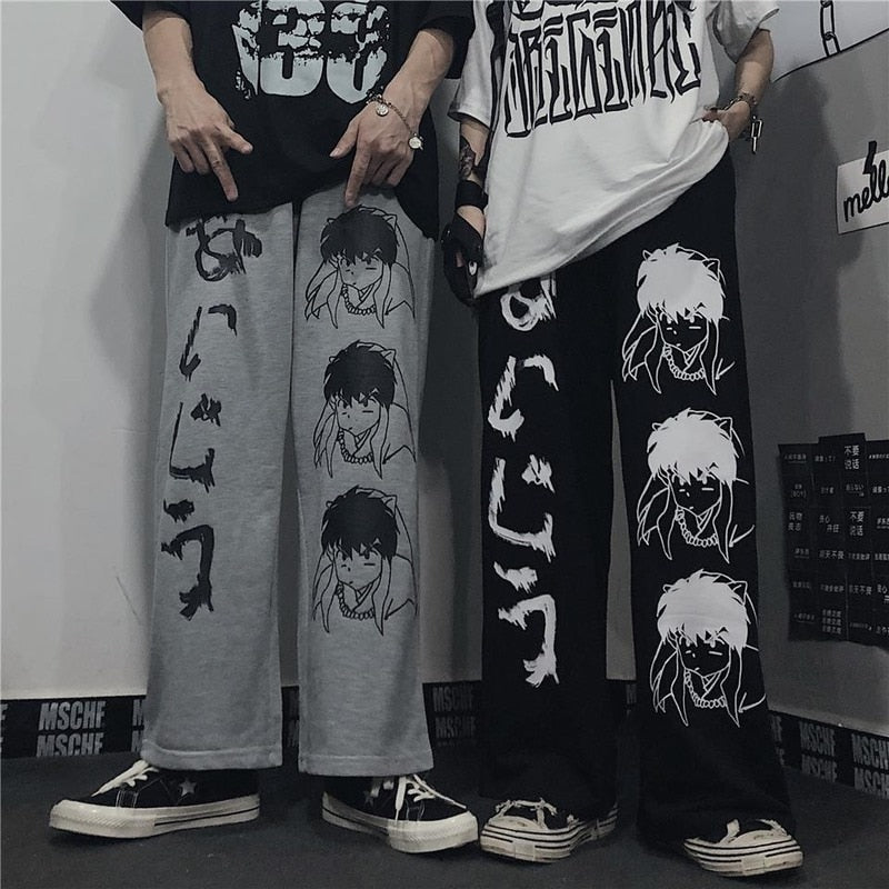 Harajuku Anime Print Wide Leg Pants Women Japanese Streetwear Sweatpants Oversize Korean Style Loose Trousers For Female