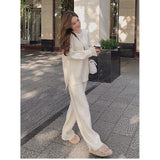 Christmas Gift Two Piece Set Pullover Sweater Tracksuit Women High Waist Knit Straight Pants Suit Spring Clothes