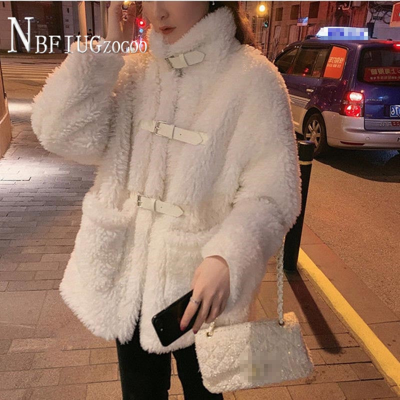 Christmas Gift Imitation Lambswool Winter Women Coat 2020 New Korean Thick Female Jacket