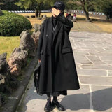 Woman Long Coat Fashion Korean Preppy Style Retro Versatile Windbreaker Casual Warm Woolen Coat Oversize 2021 Spring Women Coat